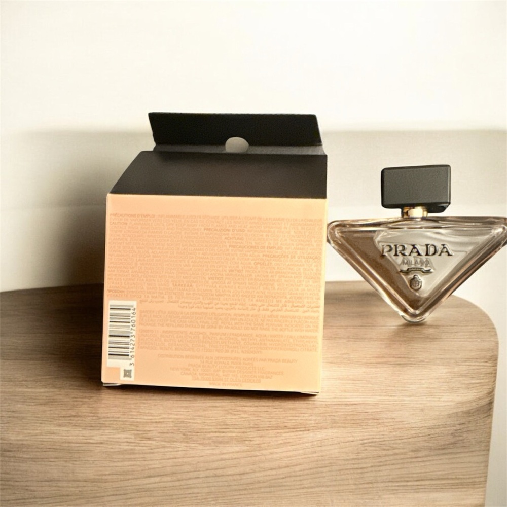 Prada Amber Perfume with Black Cap and Peach Box